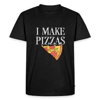 Pizza Make Pizzas Party Funny Chef Quote - Men's Premium Organic T-Shirt - black - Front - Nico (187cm)
