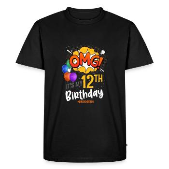 Omg it's my 12th Bday Boy 12 years old Bday - Men's Premium Organic T-Shirt - black - Front - Nico (187cm)