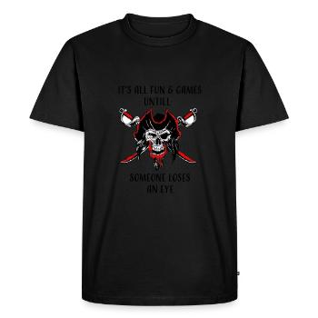 Funny Distyressed Vintage Pirates Quote m - Men's Premium Organic T-Shirt - black - Front - Nico (187cm)