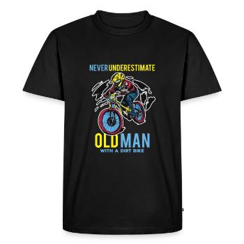 La citation de motocross ne sous-estime jamais un vieil homme - T-shirt Premium bio Homme - noir - Devant - Nico (187cm)
