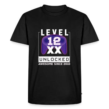 Niveau 12 Débloqué Citation Drôle Génial 2 - T-shirt Premium bio Homme - noir - Devant - Nico (187cm)