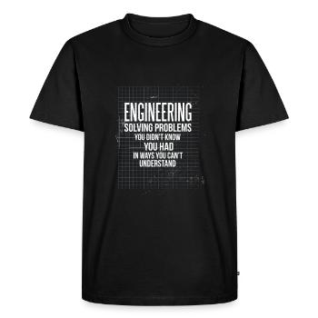 Citation drôle Ingénierie Solution Problèmes Sarkas - T-shirt Premium bio Homme - noir - Devant - Nico (187cm)
