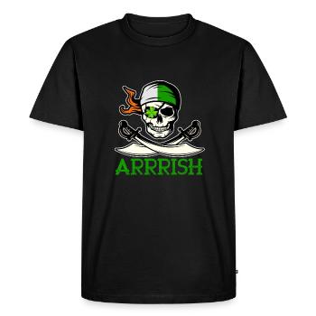 Arrish Irish Funny Quote Pirate Skull St. Patric - Men's Premium Organic T-Shirt - black - Front - Nico (187cm)