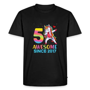 grande licorne à pois Bday 5 ans fille 5 - T-shirt Premium bio Homme - noir - Devant - Nico (187cm)