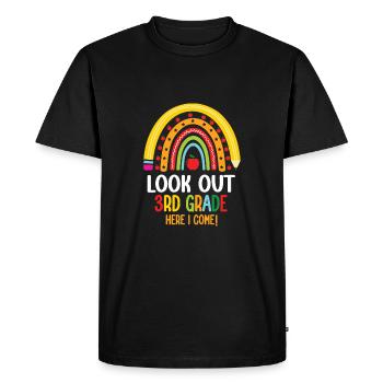 Faites attention ici à partir de la 3ème classe. Je reviendrai - T-shirt Premium bio Homme - noir - Devant - Nico (187cm)