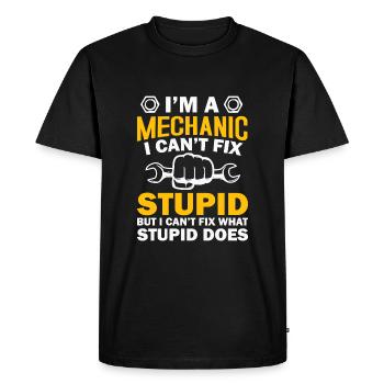 Je suis peut-être mécanicien, mais je ne peux pas - T-shirt Premium bio Homme - noir - Devant - Nico (187cm)