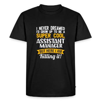 Je n’ai jamais eu d’assistant manager pour un lusti - T-shirt Premium bio Homme - noir - Devant - Nico (187cm)