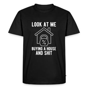 Drôle de nouveaux propriétaires fiers de voir Mebuyi - T-shirt Premium bio Homme - noir - Devant - Nico (187cm)