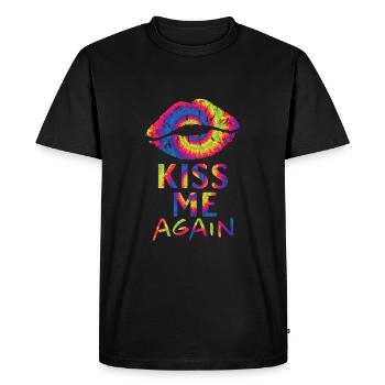 Tie dye les lèvres - embrasse-moi à nouveau - T-shirt Premium bio Homme - noir - Devant - Nico (187cm)