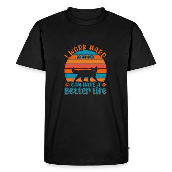 I work hard to give my cat a better - Men's Premium Organic T-Shirt - black - Front - Nico (187cm)