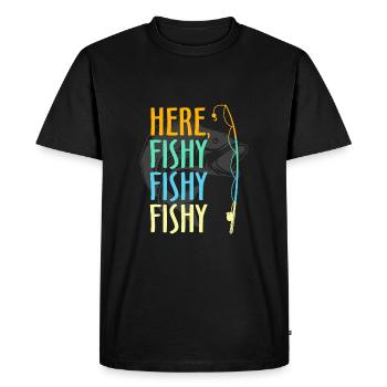 Ici poisson poisson amateur de pêche - T-shirt Premium bio Homme - noir - Devant - Nico (187cm)