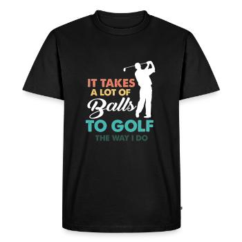 Golf Gag Fun Vintage Balles de golf Pun Jok Control - T-shirt Premium bio Homme - noir - Devant - Nico (187cm)