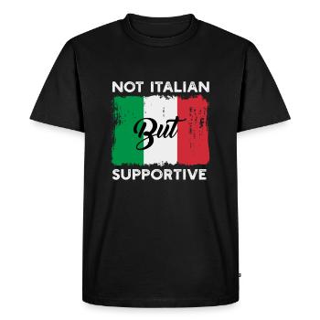 Citation notée non pas italienne, mais en bas - T-shirt Premium bio Homme - noir - Devant - Nico (187cm)