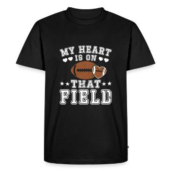 Mon cœur sur ce terrain est un joueur de rugby - T-shirt Premium bio Homme - noir - Devant - Nico (187cm)