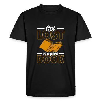 Getting lost in a good book - Men's Premium Organic T-Shirt - black - Front - Nico (187cm)