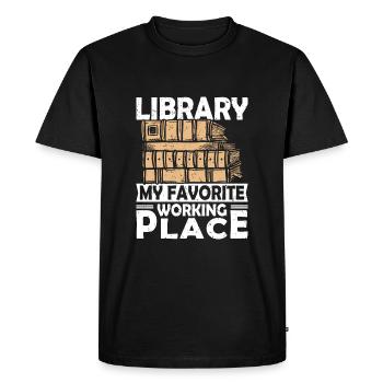 Bibliothèque mon lieu de travail préféré - T-shirt Premium bio Homme - noir - Devant - Nico (187cm)
