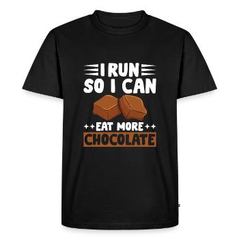 Je cours pour pouvoir manger plus de chocolat - T-shirt Premium bio Homme - noir - Devant - Nico (187cm)
