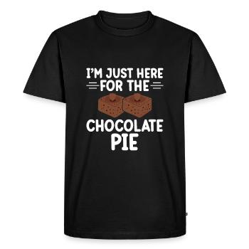 Je suis juste ici pour le gâteau au chocolat - T-shirt Premium bio Homme - noir - Devant - Nico (187cm)