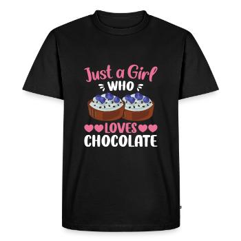 Juste une fille qui aime le chocolat - T-shirt Premium bio Homme - noir - Devant - Nico (187cm)