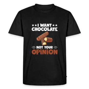 Je veux du chocolat, pas votre avis - T-shirt Premium bio Homme - noir - Devant - Nico (187cm)