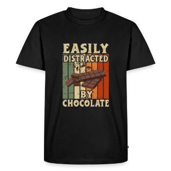 Facilement distrait par le chocolat - T-shirt Premium bio Homme - noir - Devant - Nico (187cm)