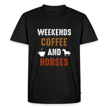 Weekends coffee and horses - Men's Premium Organic T-Shirt - black - Front - Nico (187cm)