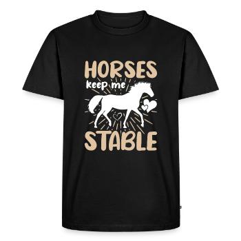 Les chevaux me gardent stable - T-shirt Premium bio Homme - noir - Devant - Nico (187cm)
