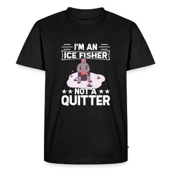 Je suis un pêcheur sur glace, pas un quittant - T-shirt Premium bio Homme - noir - Devant - Nico (187cm)