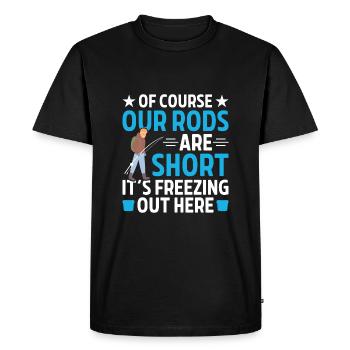 Bien sûr, nos tiges sont courtes, il fait froid - T-shirt Premium bio Homme - noir - Devant - Nico (187cm)