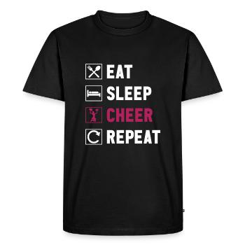 Mangez des acclamations de sommeil répétez des pom-pom girls drôles - T-shirt Premium bio Homme - noir - Devant - Nico (187cm)