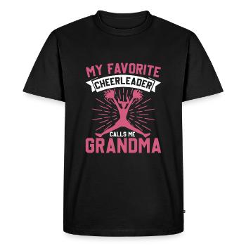 Ma pom-pom girl préférée m’appelle grand-mère - T-shirt Premium bio Homme - noir - Devant - Nico (187cm)