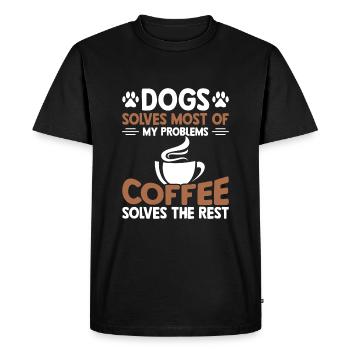 Dogs solves most problems that coffee solves d - Men's Premium Organic T-Shirt - black - Front - Nico (187cm)