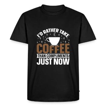 I would rather take coffee than compliments - Men's Premium Organic T-Shirt - black - Front - Nico (187cm)