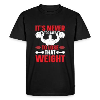 Il n’est jamais trop tard pour perdre ce poids - T-shirt Premium bio Homme - noir - Devant - Nico (187cm)