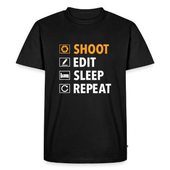 Prise de vue montage sommeil répétition drôle fo - T-shirt Premium bio Homme - noir - Devant - Nico (187cm)