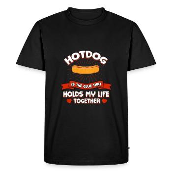 Hotdog garde ma vie ensemble Drôle d’humour de saucisse - T-shirt Premium bio Homme - noir - Devant - Nico (187cm)