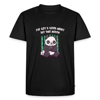J’ai eu un bon cœur mais cette bouche drôle Sarkasti - T-shirt Premium bio Homme - noir - Devant - Nico (187cm)