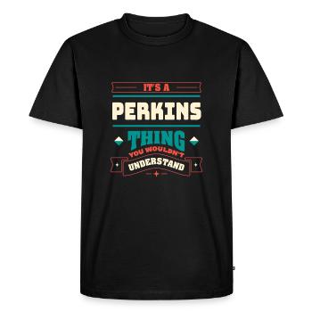 C’est un nom de famille Perkins Thing correspondant à la famille F - T-shirt Premium bio Homme - noir - Devant - Nico (187cm)