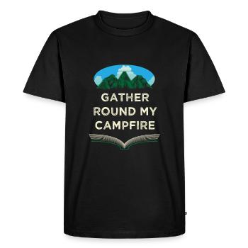 Rassemblez-vous autour de mes amis autour du feu de camp, le Buddy - T-shirt Premium bio Homme - noir - Devant - Nico (187cm)