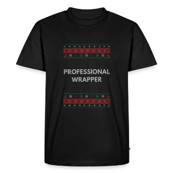 Emballage professionnel Noël Jeu de mots Weihn - T-shirt Premium bio Homme - noir - Devant - Nico (187cm)