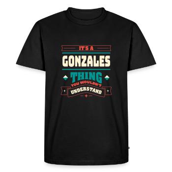 C’est une chose gonzales qui correspond au nom de famille - T-shirt Premium bio Homme - noir - Devant - Nico (187cm)