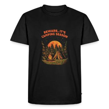 Vorsicht auf seine Camping -Saison lustige Camper - Männer Premium Bio T-Shirt - Schwarz - Vorne - Nico (187cm)