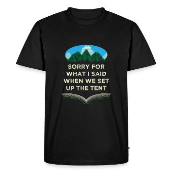 Désolé pour ce que j’ai dit, Camping Cam - T-shirt Premium bio Homme - noir - Devant - Nico (187cm)