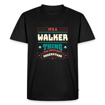 C’est un truc de marcheur, le nom de famille de la famille - T-shirt Premium bio Homme - noir - Devant - Nico (187cm)
