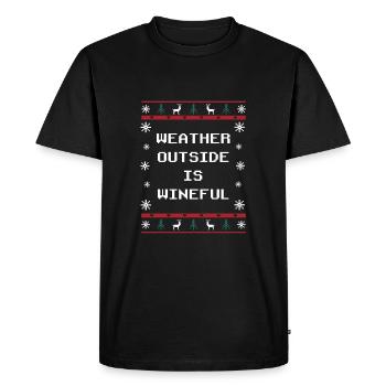 Weather outside is wine celebration Christmas wine love - Men's Premium Organic T-Shirt - black - Front - Nico (187cm)