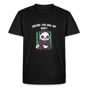 Before you hug me, funny introverted humo - Men's Premium Organic T-Shirt - black - Front - Nico (187cm)