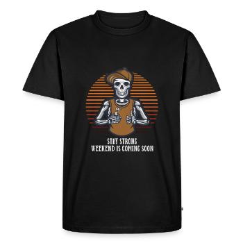 Le week-end arrive bientôt drôles de collègues Humour O - T-shirt Premium bio Homme - noir - Devant - Nico (187cm)