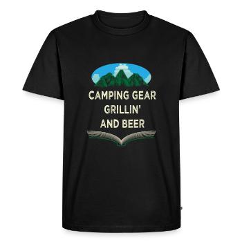 Camping Grillin et bière Camper Party Camp Réunion - T-shirt Premium bio Homme - noir - Devant - Nico (187cm)