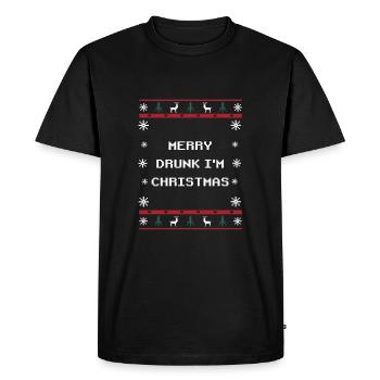 Happy drunk in Christmas wine lover party C - Men's Premium Organic T-Shirt - black - Front - Nico (187cm)