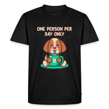 One person per day only introverted Pun -Antis - Men's Premium Organic T-Shirt - black - Front - Nico (187cm)